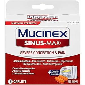 Mucinex Sinus Max Severe Congestion & Pain, 8 Count (Pack Of 24)