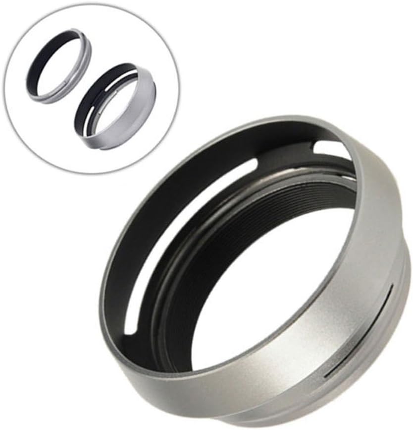 HomyWordSilver 2in1 Metal Lens Hood Shade with 49mm Filter Adapter Ring Set for Fujifilm FinePix X100F X100S X100T X100 X70 Camera, Replaces Fujifilm LH-X100 Lens Hood & Fuji AR-X100