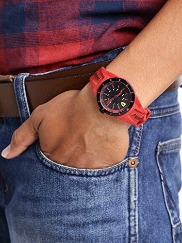 Image of Scuderia Ferrari Red REV Analog Black Dial Men's Watch - 0840005