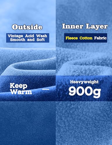 Image of FAIABLE Womens Oversized Acid Wash Hoodie Unisex Heavyweight Cotton Hoodies Fleece Vintage Washed Sweatshirt Women Men