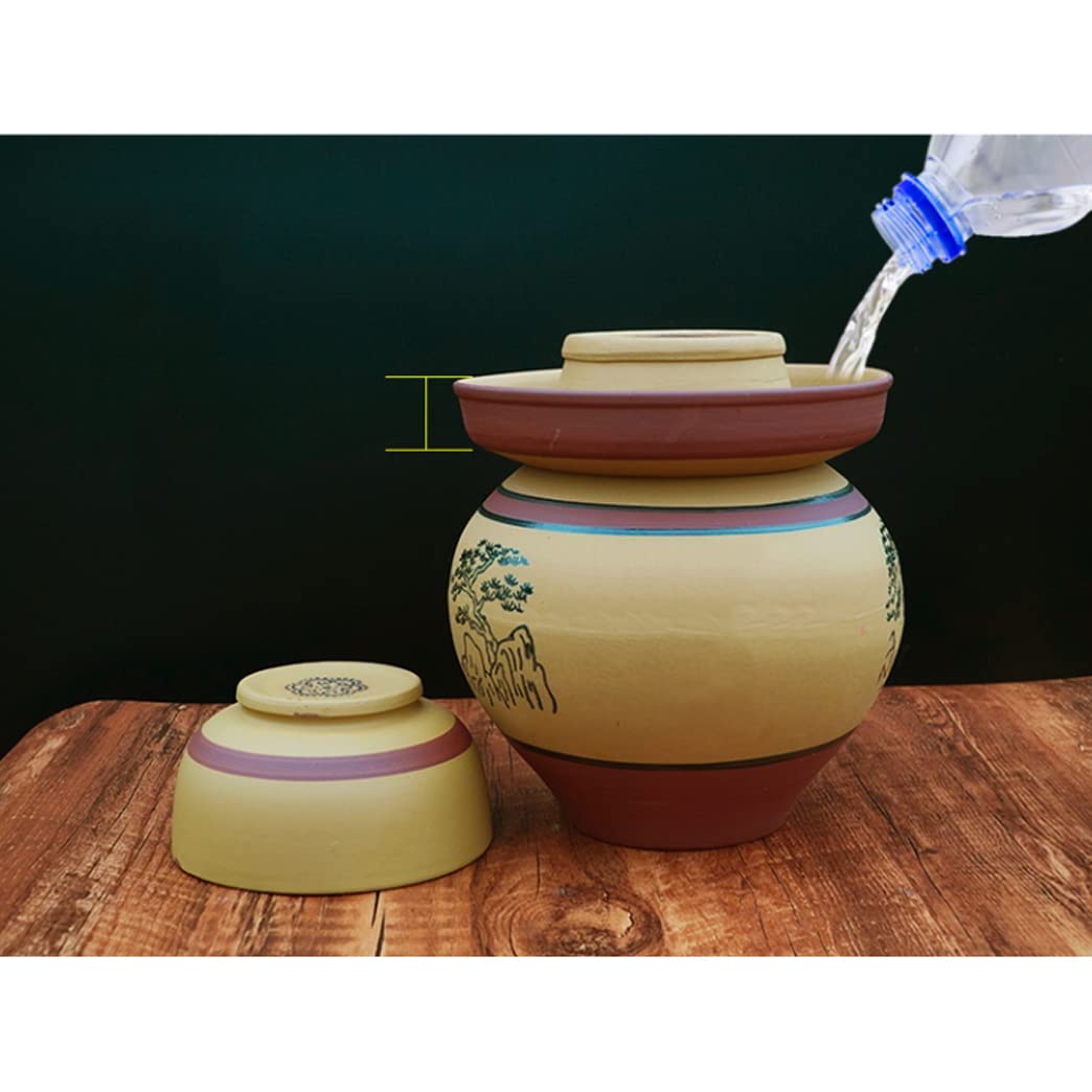 Frascos de cerámica para encurtidos, Recipiente de cerámica Retro con Tapa, Recipiente Grande for(4KG)