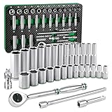 SK 1/4' Drive Socket Set with 160-P Ratchet, 30-Piece, Metric, SuperKrome Finish, Premium CR-V Construction, with EVA Foam Tool Organizer