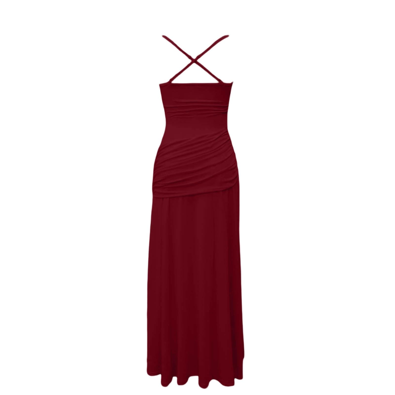 Elegante Vestido Formal de Corte A, Liso, sin Mangas y con Cintura Ajustada, para Fiestas de Noche.