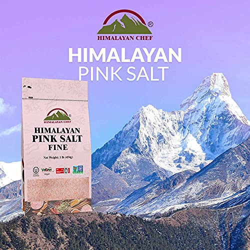 Himalayan Chef Pink Salt -Fine Grains Bag-1 Lbs Each | 12 Count (Pack of 1)