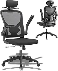 Cadeira de Escritório Home Office Ergonômica Premium, Apoio Lombar, Base Reforçada, Reclinável, Cabide, Altura Regulável e Braços Dobráveis