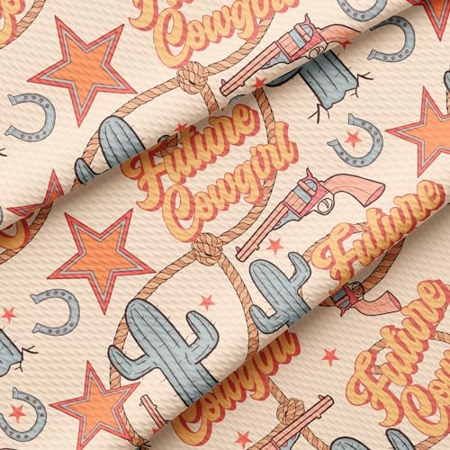 Western Boho Bullet Textured Fabric by The Yard Floral Stretch Liverpool - 1 Yard Thick Knit Jersey Fabric for Bows Clothes Sewing (AA1587)