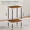 Simple Trending Side Table, Small End Table Living Room, Nightstand with 2 Tier Storage Shelves, Rustic Brown