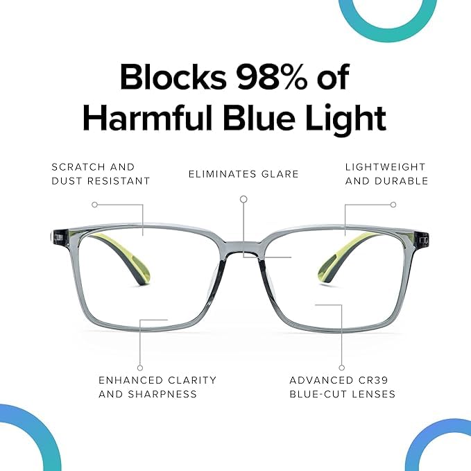 Image of Computer Glasses for Eye Protection | Reading Glasses for Men | Blue Light Blocking Glasses Spectacles | Blue Cut Glasses | UV Protection Glasses | For Men & Women | Zero Power | Medium