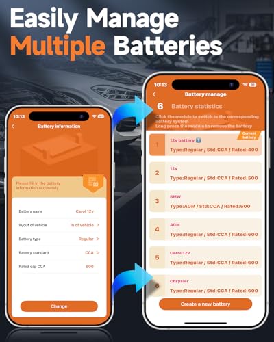Image of FOXWELL BT60 Bluetooth Battery Tester, Upgraded BT301, 12V 100-2000CCA Car Battery Analyzer with SOH SOC, Load & Alternator Test for iPhone Android, Car RV Motorcycle Boat