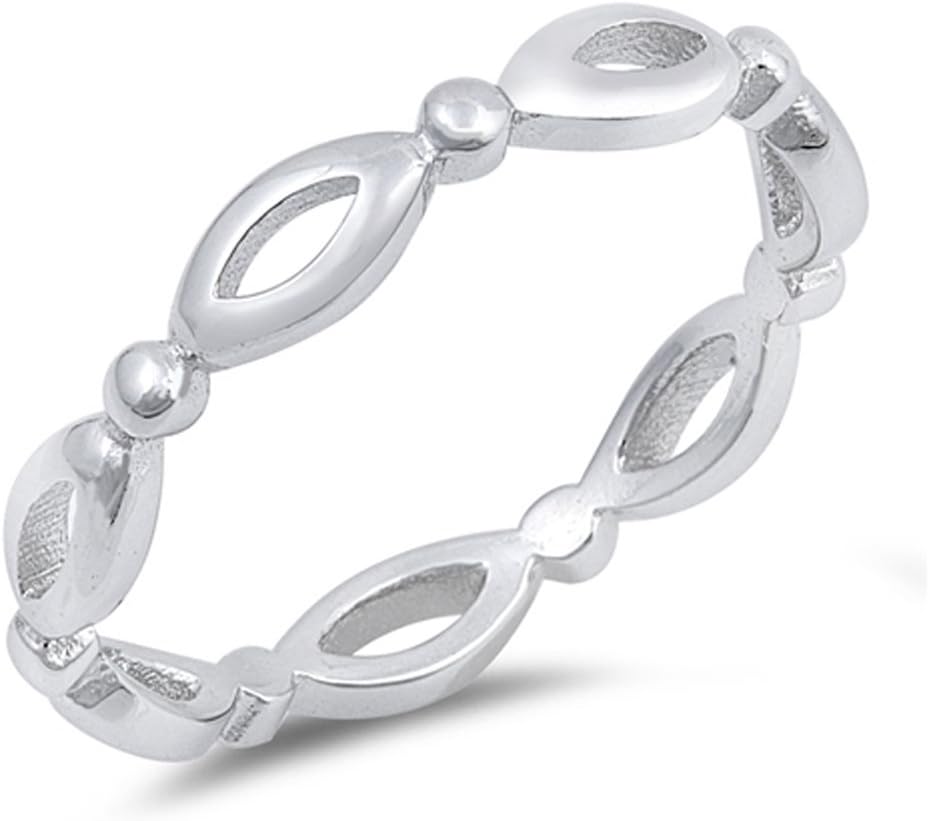 Eternity Marquise Stackable Ring New .925 Sterling Silver Band Sizes 2-12