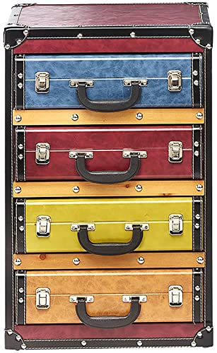 Kobolo Kommode Regal in Kofferoptik - bunt - 4 Fächer - 40x30x63 cm -...