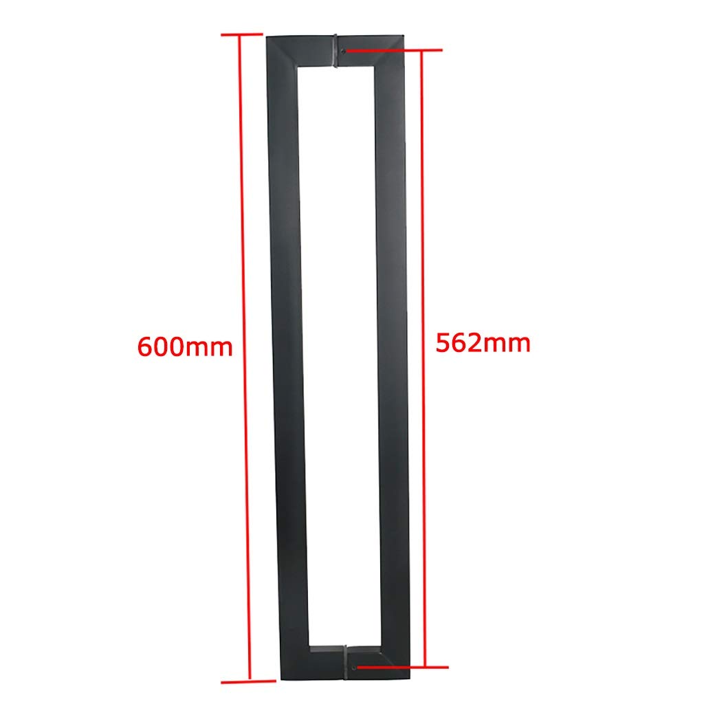Tirador de Puerta de Vidrio,Tirador de Puerta Comercial de Tubo Cuadrado de Acero Inoxidable Negro/Tirador de Puerta de Madera - 3 Longitudes/Longitud 600 mm