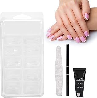 Kit de gel de extensão de unhas, 4 peças, extensão de unhas, lixa de gel, pontas de unhas, caneta de arte de unhas, ferramentas de arte de unhas, construtor de gel de unha, conjunto de manicure para iniciantes ou salão de unhas