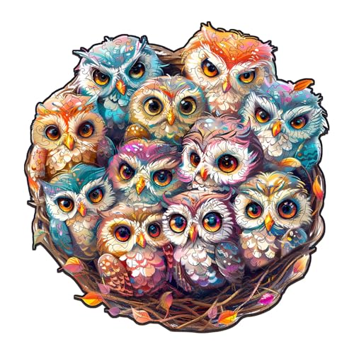 Jigfoxy Holzpuzzle Erwachsene, Eulen Holz Puzzle Erwachsen, Wooden Puzzle Holz Puzzle Erwachsen Und Kinder, Einzigartiges Lernspielzeug in Tierform für Freunde der Familie L-34 * 33.4cm-280pcs