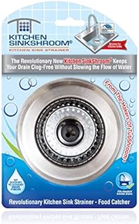 Kitchen SinkShroom Revolutionary Clog-Free Stainless Steel Sink Strainer, Chrome gray