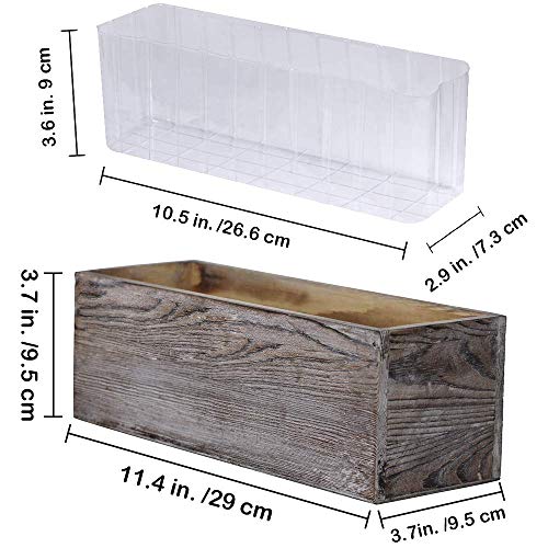 1 Pcs Wood Planter Box Rectangle Whitewashed Wooden Rectangular Planter With Inner Plastic Box - 11.5" L X 3.75" W X 3.75" H Floral Natural Centerpieces Rustic Wedding Decoration #TOP1