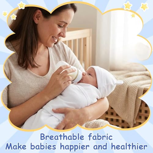 Image of Ramede 6 Pack Swaddle Blanket with Hats for Baby Girl Boy 100% Cotton Swaddles 0-3 Months, Adjustable Breathable Skin Friendly Receiving Blanket Wrap, Essential for Newborns(Classic,Dark Color)