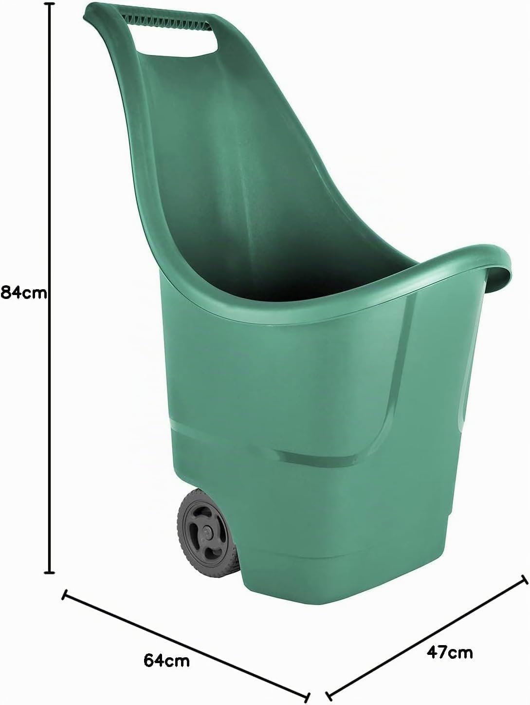 Serinova Chariot de jardin, chariot multifonction pour patio et jardin, capacité 50 litres, 64 x 47 x 84 cm, couleur grise (BAHA-Yesil)