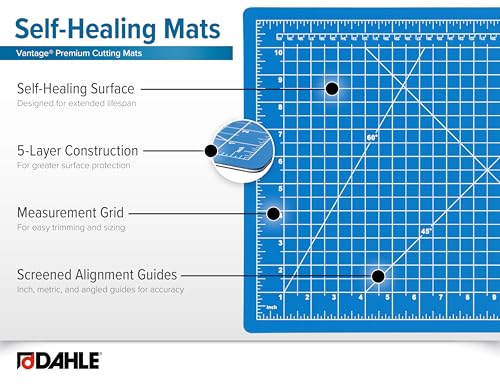 Dahle Vantage 10694 Premium Self-Healing Cutting Mat, 36"x48", 1/2" Grid, 5 Layers for Max Healing, Perfect for Crafts & Sewing, Blue - Thumbnail 4