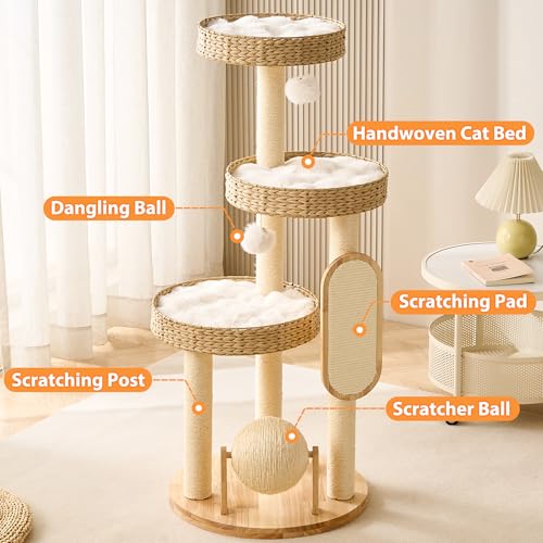 Torre para gatos pequeña moderna con poste rascador miniatura 6