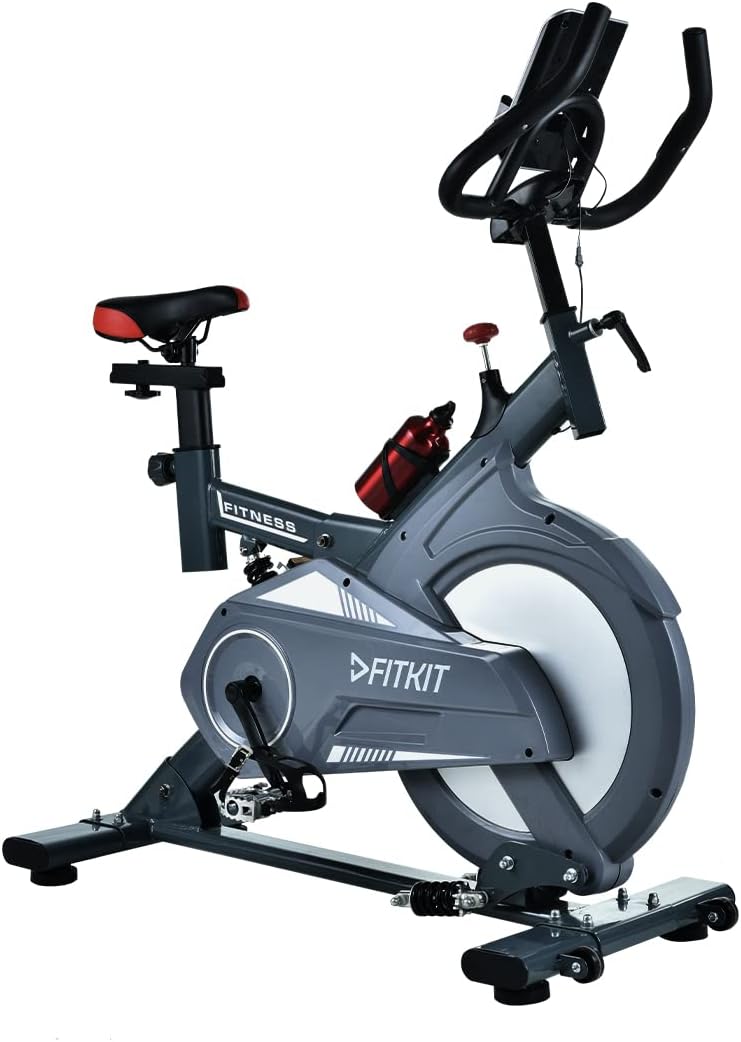 Fitkit FK727 (30lbs Flywheel, Max Weight - 150Kgs) Bluetooth Enabled Exercise Spin Bike with Free Home Installation and Connected Live Interactive Sessions by cultsport