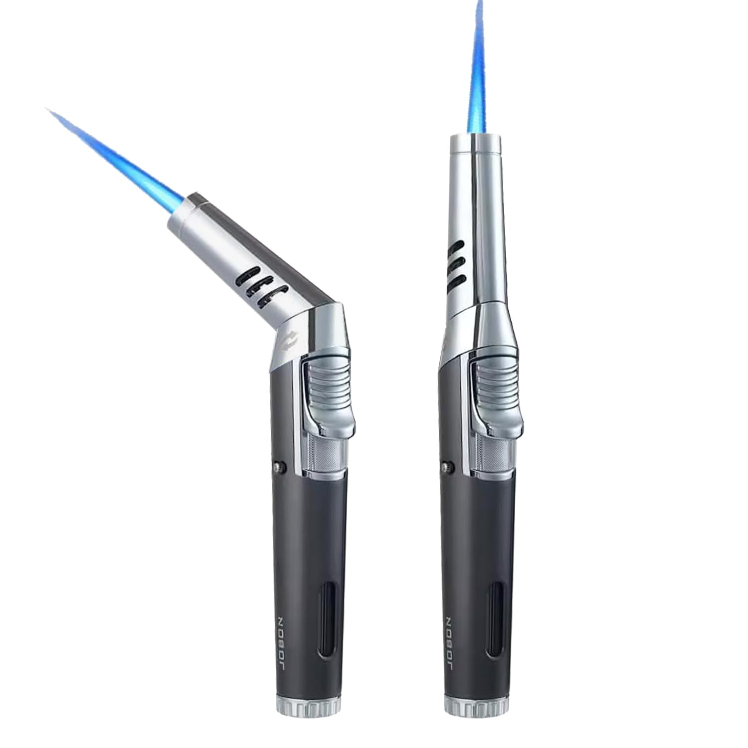 QX YUSAOUG Windproof Jet Flame Butane Refillable Windproof Single Jet Flame Portable Candle Camping Cooking ""Pen Torch Lighter"" Tiltable Head Utility Lighter(Black,ZB-317)