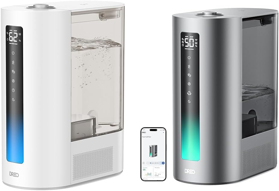 Dreo 6L Humidifiers for Bedroom and Large Room, Cool & Warm Mist Humidifier for Plants & 6L Smart Humidifier for Bedroom Large Room, Warm & Cool Mist Humidifier, Top Fill