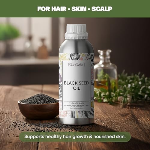 Image of VedaOils Black Seed Oil for Hair Growth & Skin Care 100ml | 100% Pure & Natural Cold-Pressed Oil | Strengthens Roots, Controls Hair Fall & Nourishes Scalp | Suitable for All Hair & Skin Types
