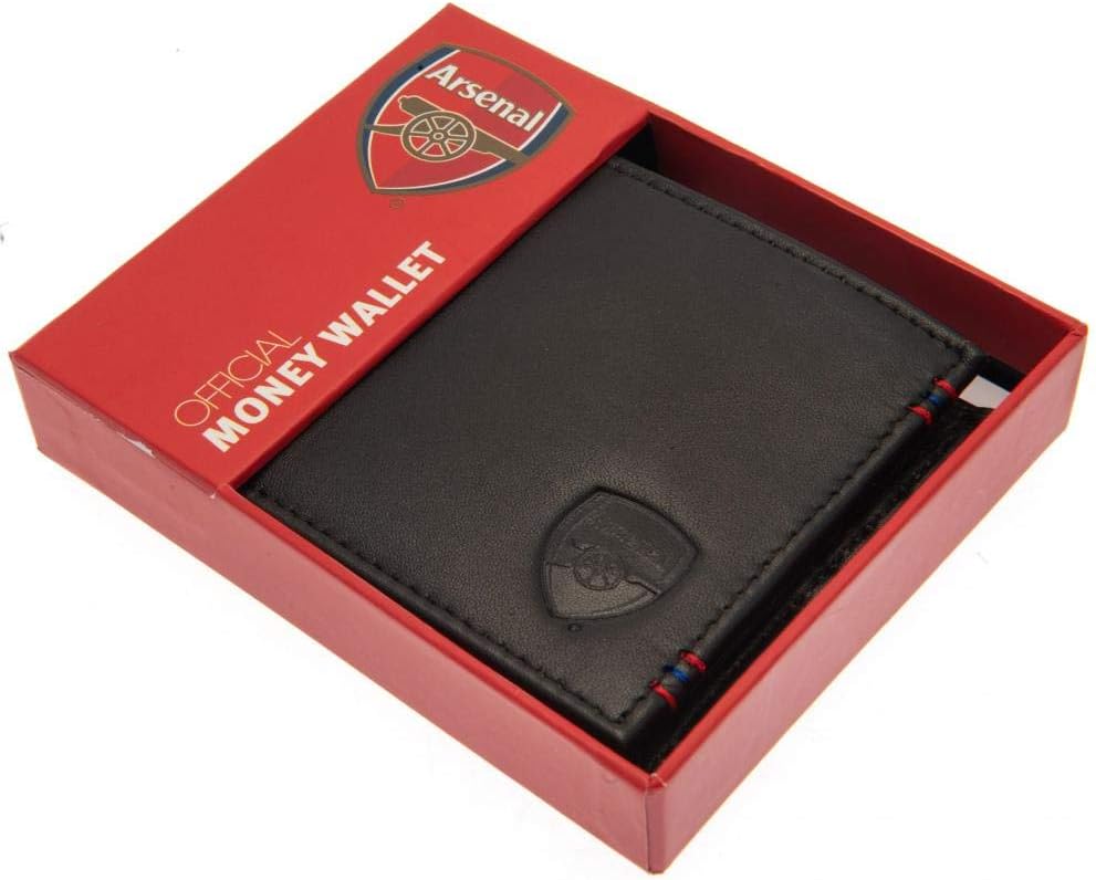 Arsenal FC Mens Leather Stitched Wallet (One Size) (Black)