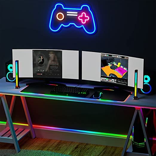 Image of Giftmax RGB Bar Light Voice-Activated Wireless, Rechargeable USB Music Sound Control Ambient Light 32LED Music Pickup Rhythm Light for Car, Party, Desktop, DJ, Gaming Room