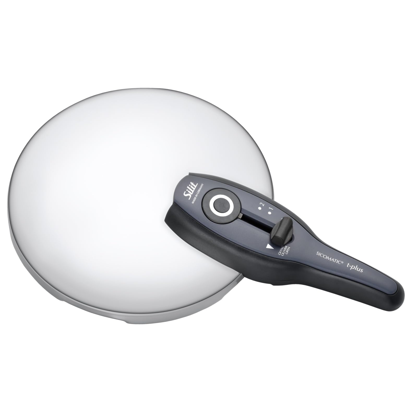 Silit Sicomatic t-plus Schnellkochtopf Set 2-teilig 4,5l + 3,0l, Schnelltopf 22 cm, Silargan Funktionskeramik, Induktion, 3 Kochstufen, Einhand-Kochstufenregler, schwarz