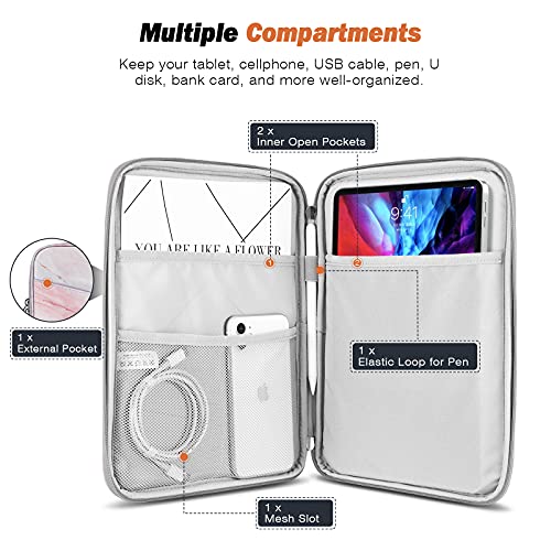 MoKo-Funda-Protectora-de-9-11-Pulgadas-Bolsa-para-iPad-Pro-11-202120202018-iPad-8th-7th-Generation-102-iPad-Air-4-109-iPad-97-Tablet-o-Ordenador-de-Poliester-con-Bolsillos-Marmol-Rosa-Gris