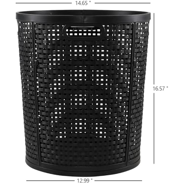 Vababa 40 L Tall Plastic Laundry Basket, Plastic Clothes Laundry Hampers, Black