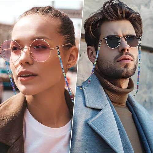 Image of 6 Pcs Eyeglasses Strap for Women Men, Bohemian Eyeglass Strap, Multicolor Eyeglass Chain, Leather Eye Glasses Holders Around Neck Lanyard Braided Accessory Chain