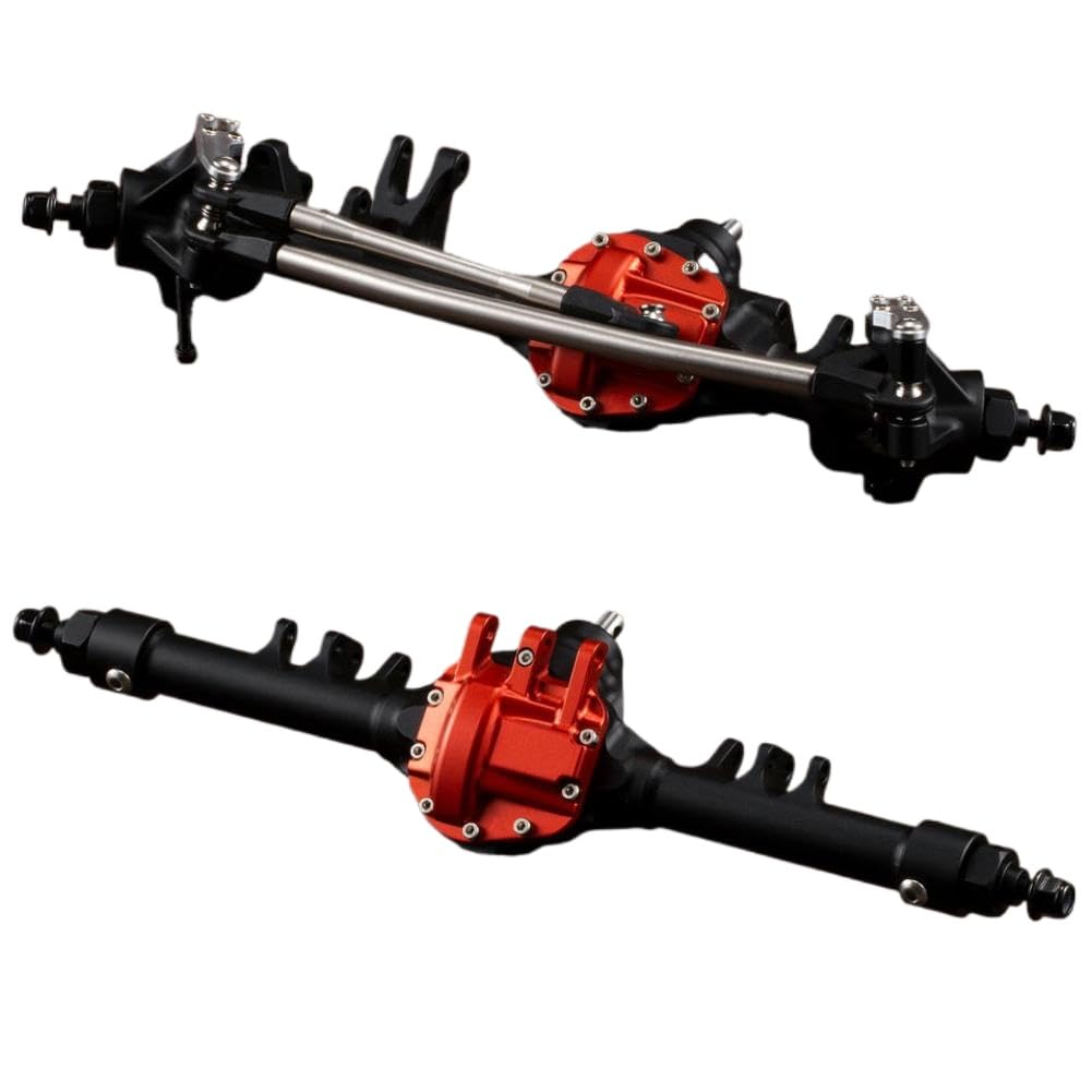 Juego de Eje Recto Compensado HD44 de Aluminio mecanizado CNC Compatible con chasis II VS4-10 RC Rock Crawler(Black)
