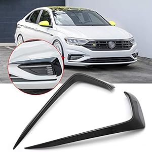 Xotic Tech Car Front Bumper Side Vent Splitter Flaps Fog Light Eyelid Eyebrow Trim Compatible with Jetta MK7 2019-2021(Glossy Black)