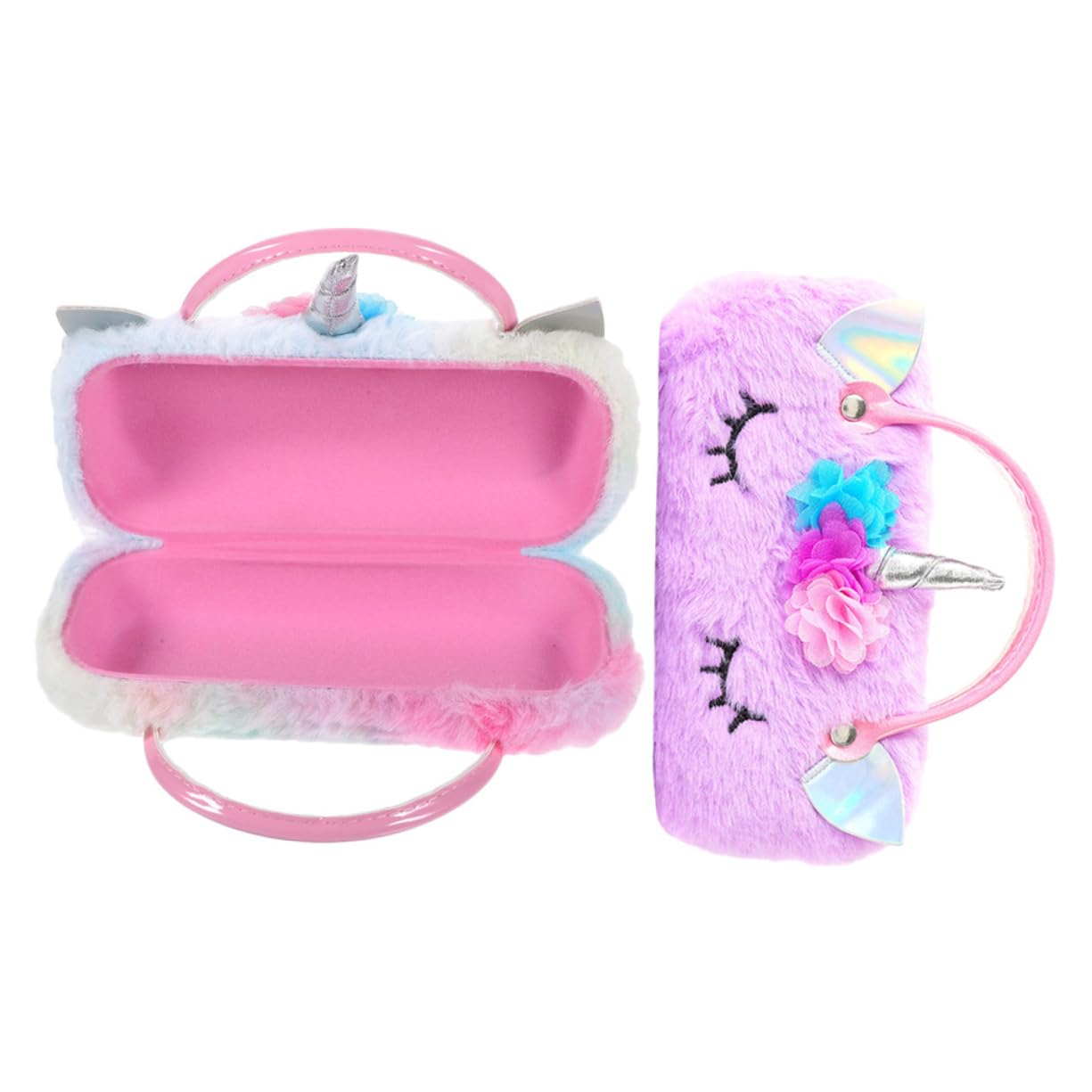 COLLBATH Custodia per Occhiali Unicorno in Microfibra Pu, 2 Pezzi | Portatile per Occhiali da Lettura e Sole, Uso Quotidiano e Viaggio, Semplice e Fashion