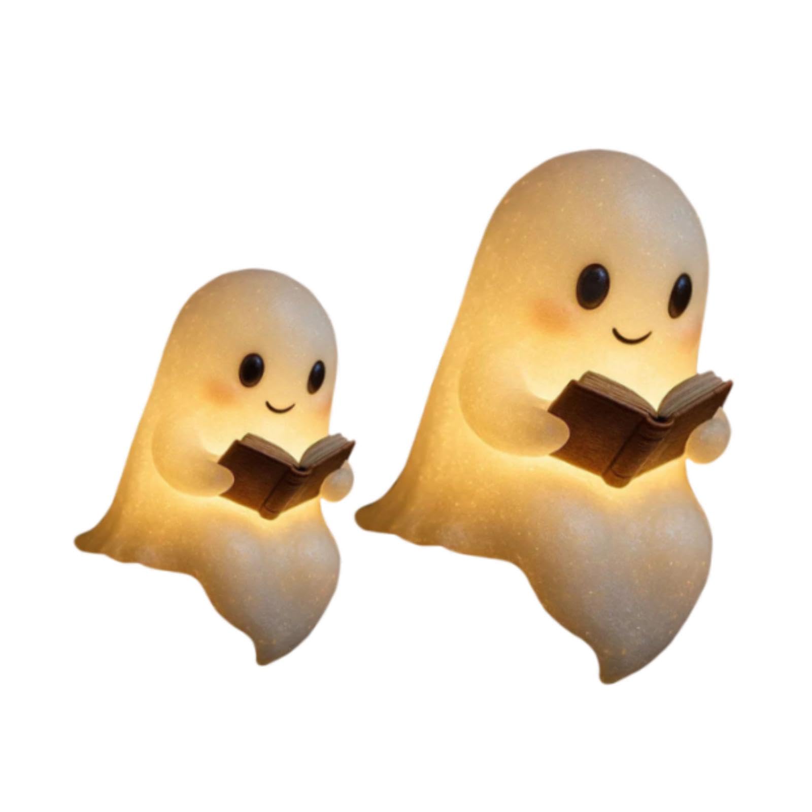 2Pcs Geister Leselampe, LED Geister Nachtlicht für Schlafzimmer Bücherregal | 3D Harz Geistfigur | Niedliche Geister-Leselampe | Ghost Reading Book Lamp für Leser & Buchliebhaber | Halloween Deko
