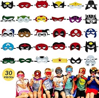 Superhero Masks, 30Pcs Adjustable Sizes Superhero Masks for Kids Party, Superhero Party Supplies, Felt Mask for Superhero Party Games Boys Girls, Superhero Party Favors for Kids Birthday