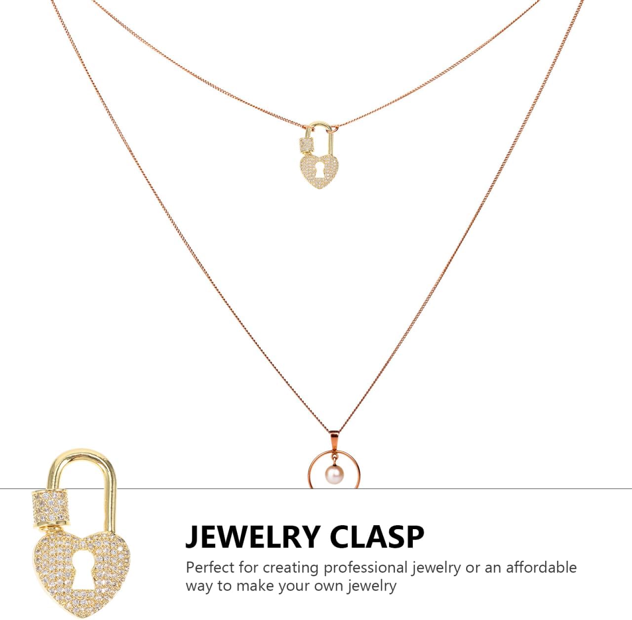 EXCEART Heart Keyhole Necklace Clasp Durable Jewelry Connector for DIY Jewelry Making Lightweight Compact Gold Tone Necklace Chain Closure - Image 3