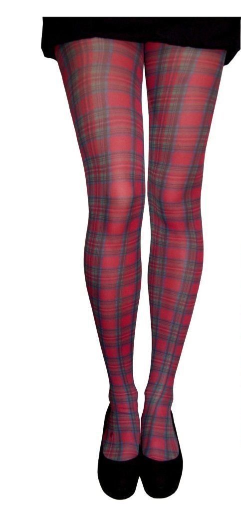 Mytoptrendz Women's Red And Green Tartan Mytoptrendz® Opaque Tartan Tights Red And Green Plus Size Xx Large-20-24