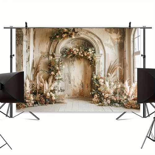 Fondo fotográfico beige crema 7x5ft estilo boho miniatura 3