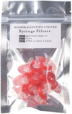 Biomed Scientific Syringe Filters PTFE 13mm Diameter 0.22um Pore Size Non Sterile Pack of 10