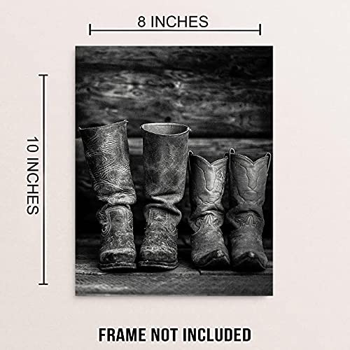 Niio Western Cowboy Wall Art, Highland Cow Print, Boots Straw Hat And Longhorn Decor Vintage Farmhouse Canvas For Men's Bedroom, Set Of 4(8Inx10In, Unframed) #TOP5