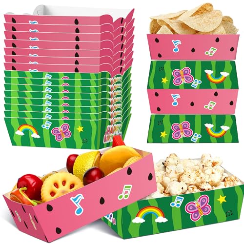 Nabenkalu Cartoon Melon Paper Food Trays 24pcs Watermelon Snack b...