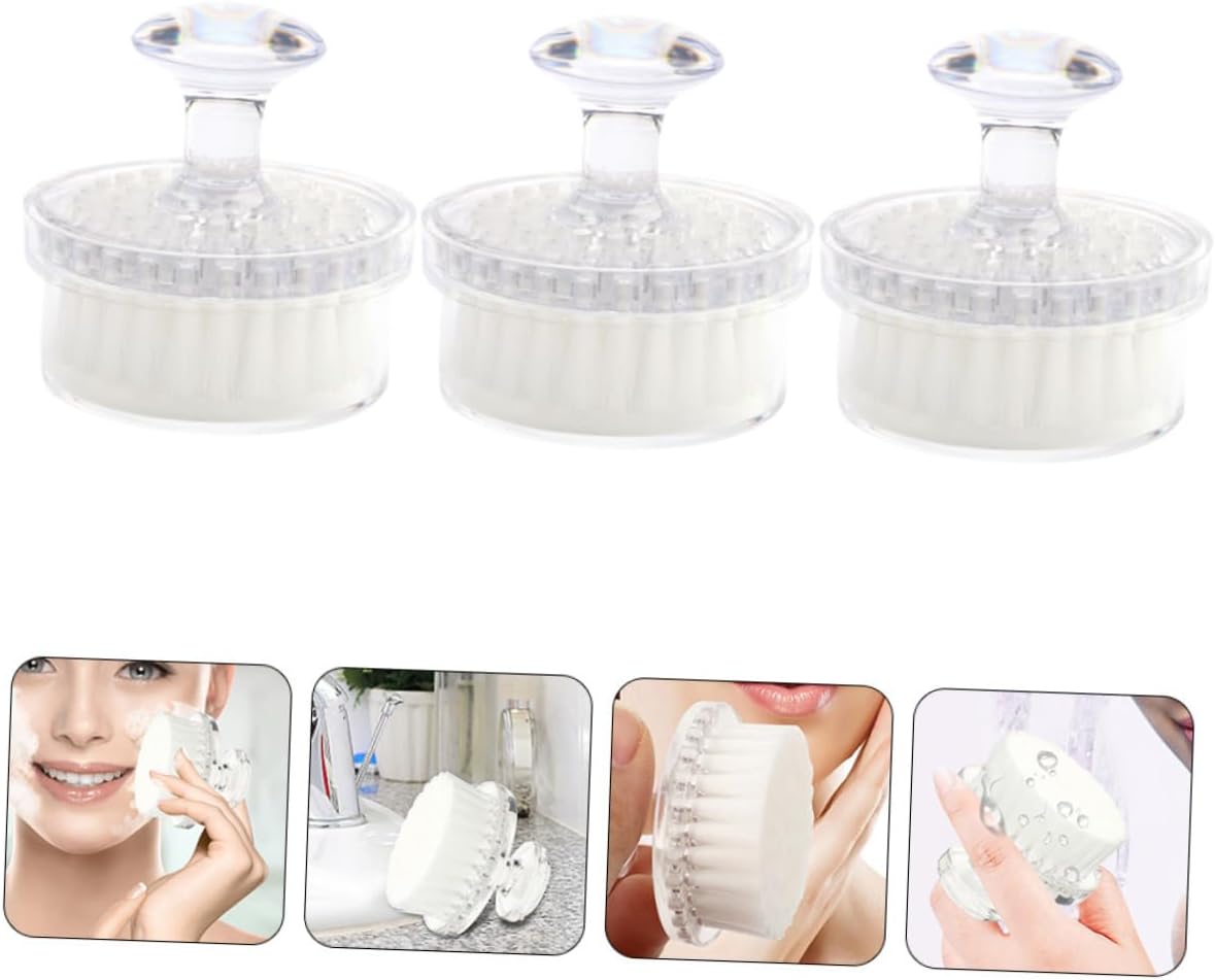 Healeved Facial Cleansing Brush Set 3pcs Deep Cleaning Lids Face Exfoliator Brush Handheld Face Cleaning Tool Skin