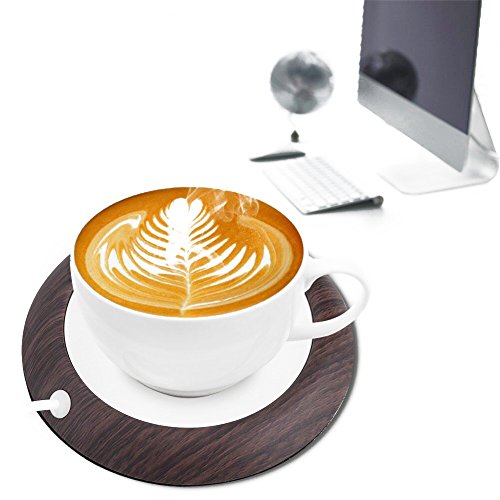 UniM, USB-Kaffeewärmer, Becherwärmer für Getränke, Drinks, Tee, geeignet für Büro und Zuhause, dunkle Holzmaserung braun