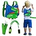 Lehoo Castle Toddler Leash for Boys, 4-in-1 Toddler Safety Harness Leash + Anti Lost Wrist Link, Kid Leashes for Walking, Child Safety Leash for Toddler (Dinosaur Blue)
