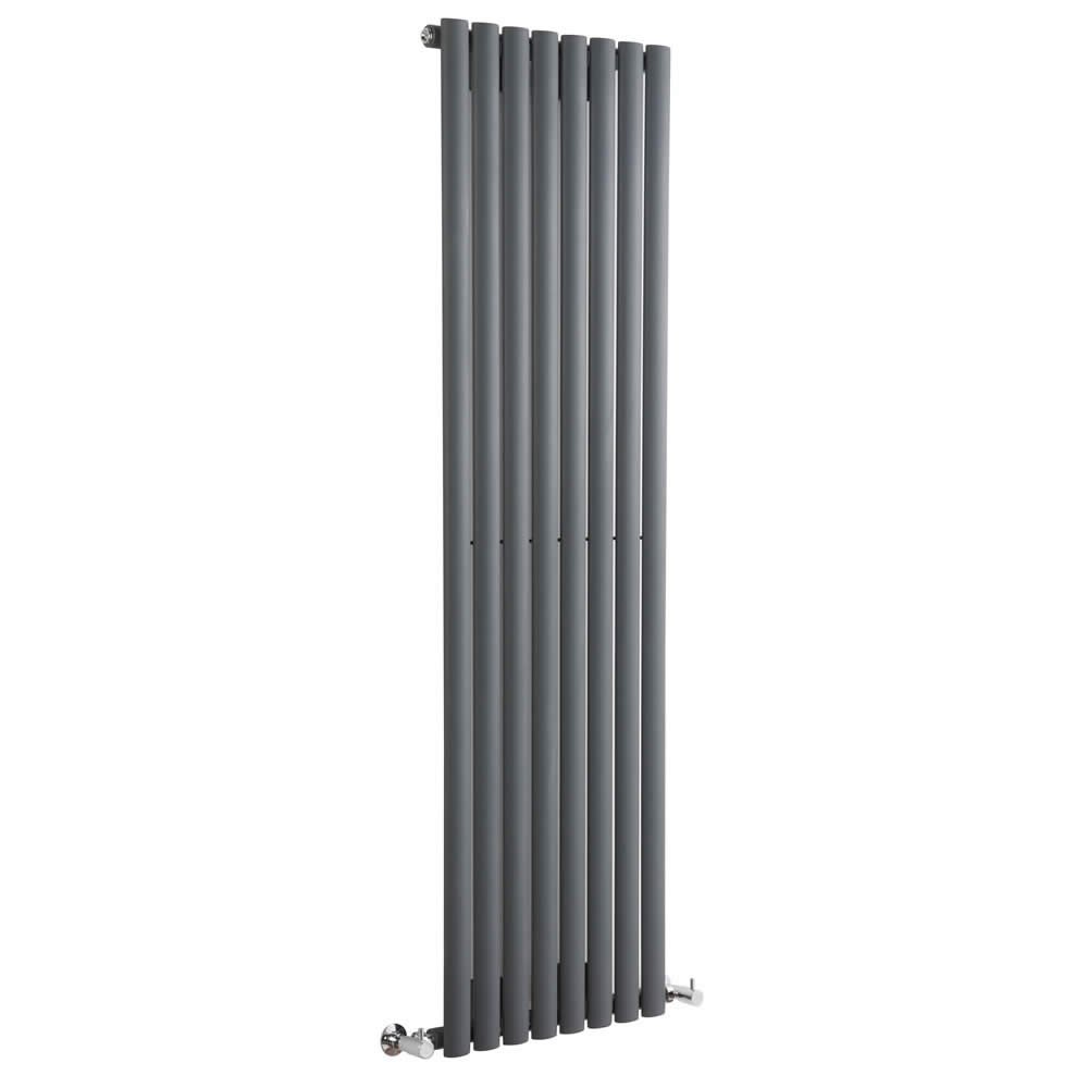 Milano Aruba Anthracite Vertical Single Oval Panel Radiator - 1600mm x 472mm