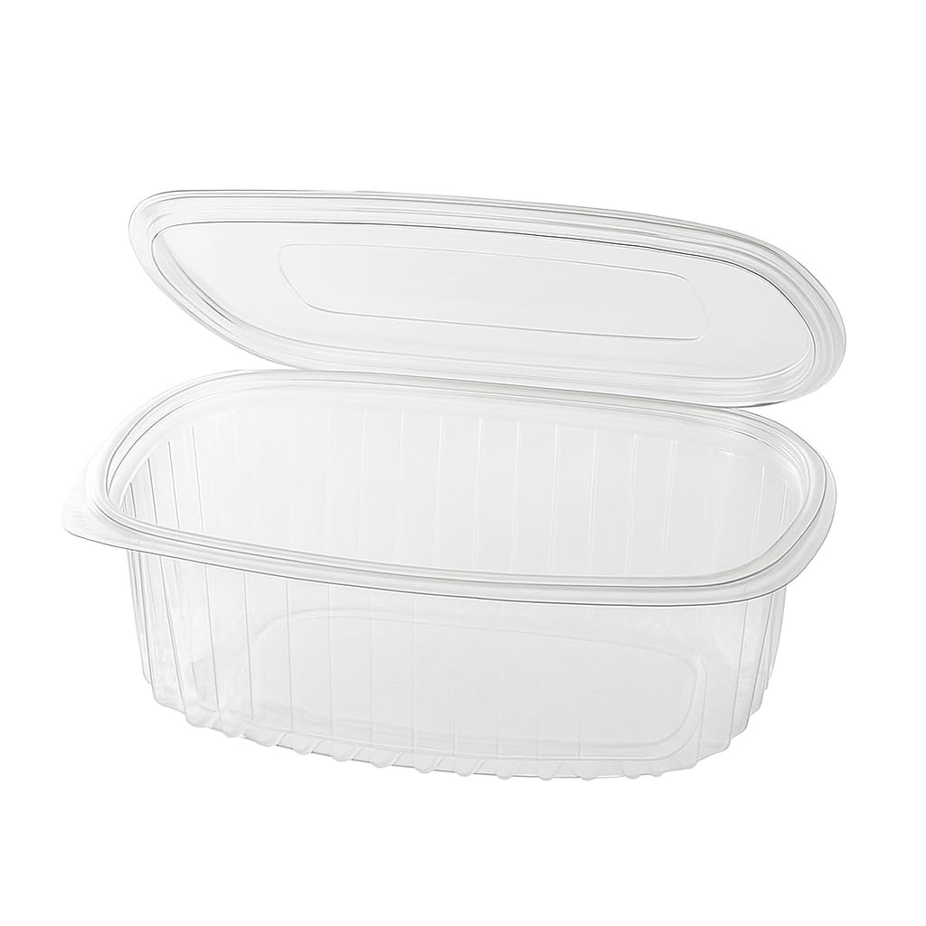 Inoverse 50 ciotole ovali pieghevoli con coperchio 500 ml trasparenti R-PET contenitori per insalata To Go